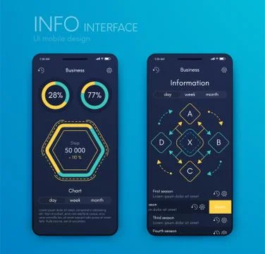 Vector graphics infographics with four options. Template for creating mobile  Illustrazione stock