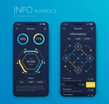 Vector graphics infographics with four options. Template for creating mobile  Illustrazione stock