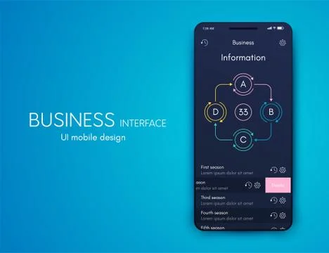 Vector graphics infographics with four options. Template for creating mobile  Stock Illustration