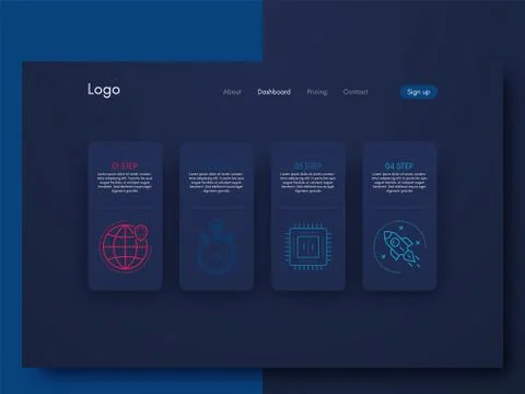Vector graphics infographics with four options. Template for creating mobile  Stock Illustration