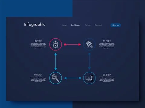 Vector graphics infographics with four options. Template for creating mobile  イラスト素材