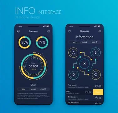 Vector graphics infographics with four options. Template for creating mobile  Stock Illustration