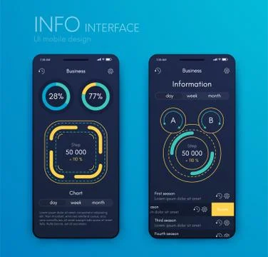 Vector graphics infographics with four options. Template for creating mobile  Illustrazione stock