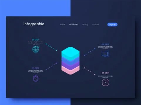 Vector graphics infographics with four options. Template for creating mobile  Stock Illustration