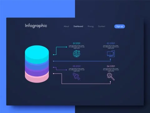 Vector graphics infographics with four options. Template for creating mobile  Stock Illustration