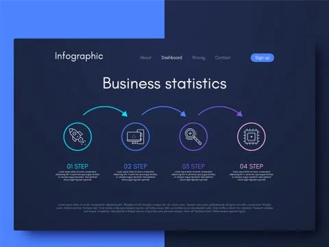 Vector graphics infographics with four options. Template for creating mobile  Stock Illustration