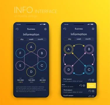 Vector graphics infographics with four options. Template for creating mobile  Stock Illustration