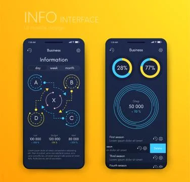 Vector graphics infographics with four options. Template for creating mobile  Illustrazione stock