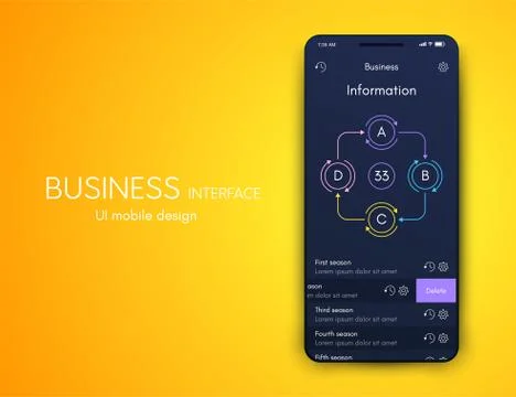 Vector graphics infographics with four options. Template for creating mobile  Illustrazione stock