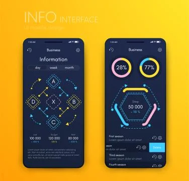 Vector graphics infographics with four options. Template for creating mobile  Stock Illustration