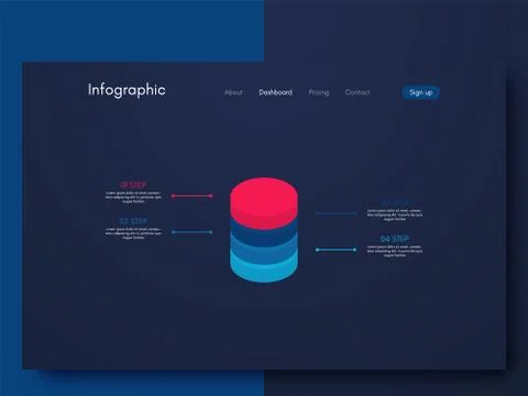 Vector graphics infographics with four options. Template for creating mobile  Stock Illustration