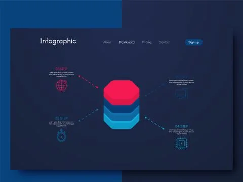 Vector graphics infographics with four options. Template for creating mobile  Stock Illustration
