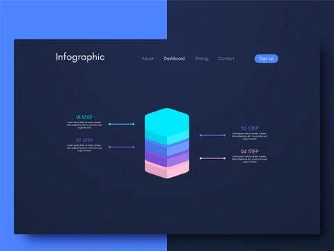 Vector graphics infographics with four options. Template for creating mobile  イラスト素材