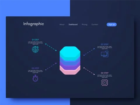 Vector graphics infographics with four options. Template for creating mobile  イラスト素材