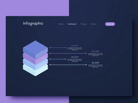 Vector graphics infographics with four options. Template for creating mobile  Illustrazione stock