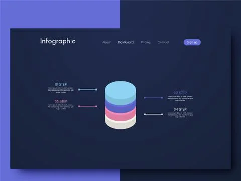 Vector graphics infographics with four options. Template for creating mobile  Stock Illustration