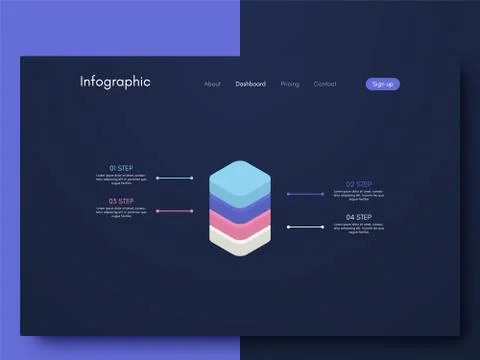 Vector graphics infographics with four options. Template for creating mobile  Stock Illustration