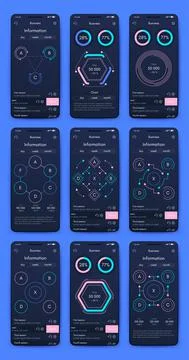 Vector graphics infographics with mobile phone. Template for creating mobile Illustrazione stock