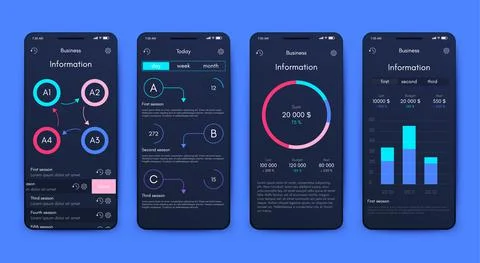 Vector graphics infographics with mobile phone. Template for creating mobile  Stock Illustration