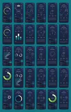 Vector graphics infographics with mobile phone. Template for creating mobile Illustrazione stock