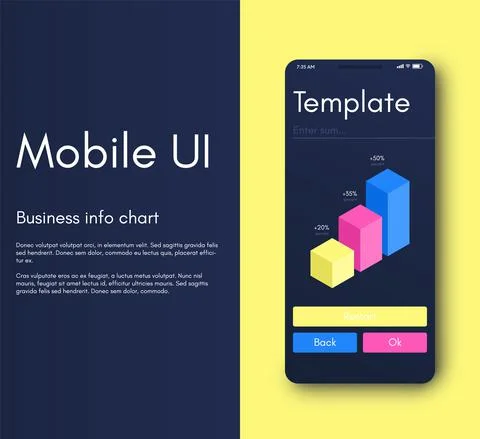 Vector graphics infographics with mobile phone. Template for creating mobile Stock Illustration