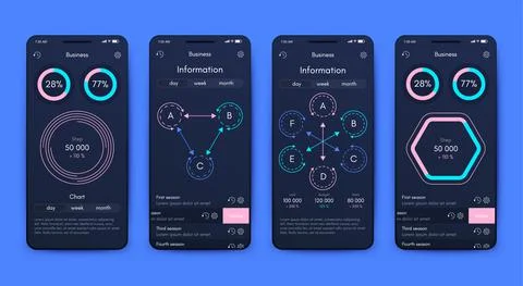 Vector graphics infographics with mobile phone. Template for creating mobile Stock Illustration