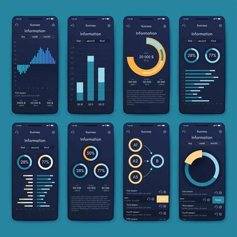 Vector graphics infographics with mobile phone. Template for creating mobile 스톡 일러스트