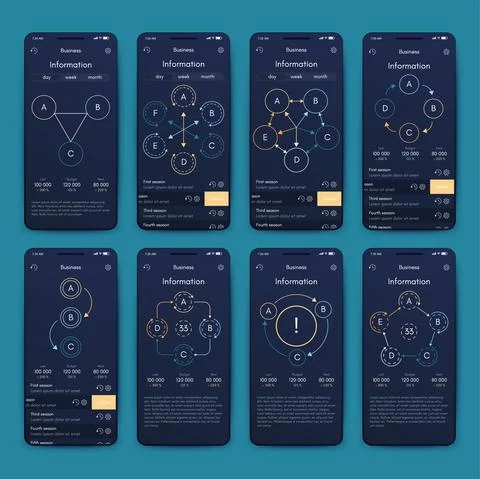 Vector graphics infographics with mobile phone. Template for creating mobile Illustrazione stock