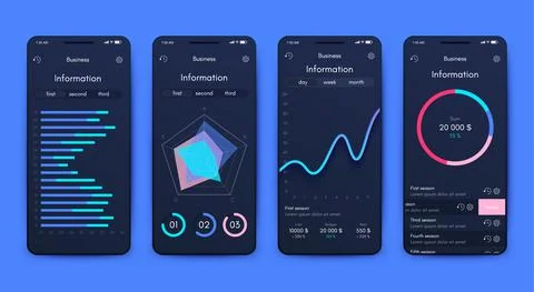 Vector graphics infographics with mobile phone. Template for creating mobile  Illustrazione stock