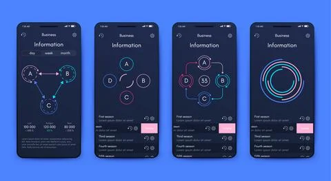 Vector graphics infographics with mobile phone. Template for creating mobile  Illustrazione stock