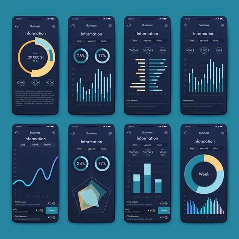 Vector graphics infographics with mobile phone. Template for creating mobile  Stock Illustration
