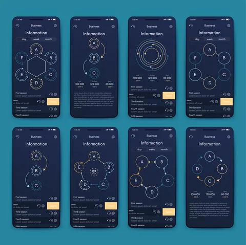 Vector graphics infographics with mobile phone. Template for creating mobile  Illustrazione stock