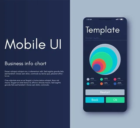 Vector graphics infographics with mobile phone. Template for creating mobile  Stock Illustration