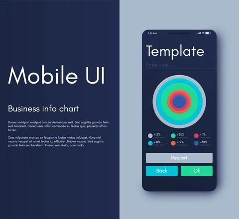 Vector graphics infographics with mobile phone. Template for creating mobile  스톡 일러스트