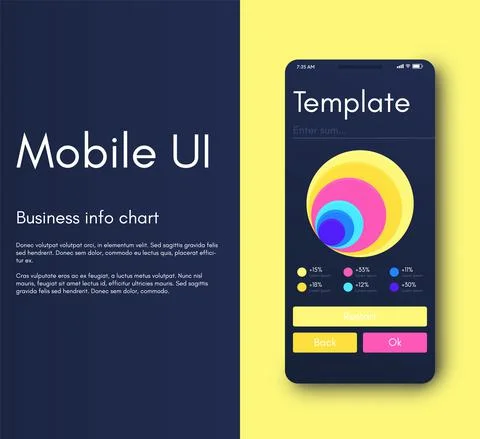 Vector graphics infographics with mobile phone. Template for creating mobile  스톡 일러스트