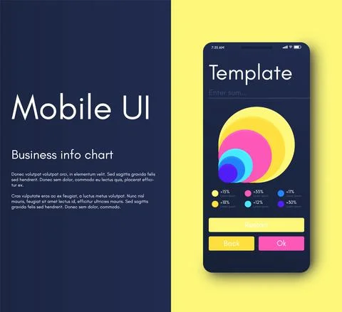 Vector graphics infographics with mobile phone. Template for creating mobile  스톡 일러스트