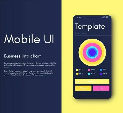 Vector graphics infographics with mobile phone. Template for creating mobile  스톡 일러스트