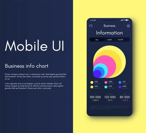 Vector graphics infographics with mobile phone. Template for creating mobile  Stock Illustration