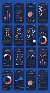 Vector graphics infographics with mobile phone. Template for creating mobile  Illustrazione stock