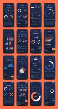 Vector graphics infographics with mobile phone. Template for creating mobile  스톡 일러스트