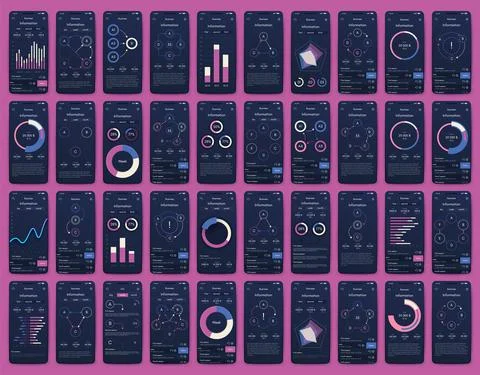 Vector graphics infographics with mobile phone. Template for creating mobile  스톡 일러스트