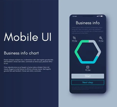 Vector graphics infographics with mobile phone. Template for creating mobile  스톡 일러스트