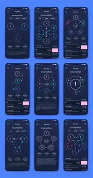 Vector graphics infographics with mobile phone. Template for creating mobile Illustrazione stock