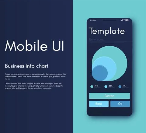 Vector graphics infographics with mobile phone. Template for creating mobile Stock Illustration