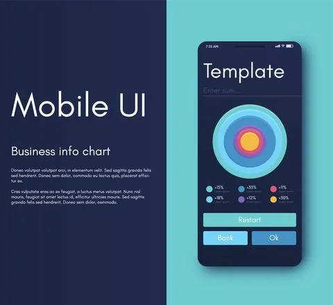 Vector graphics infographics with mobile phone. Template for creating mobile Stock Illustration