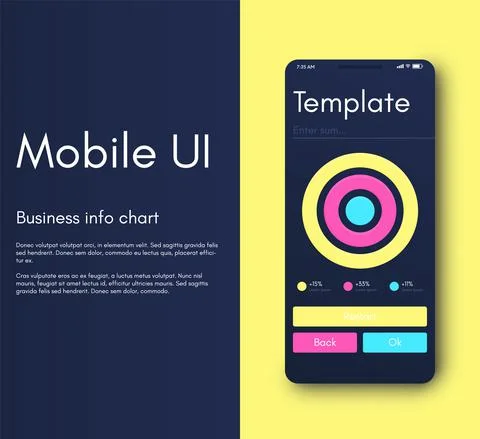Vector graphics infographics with mobile phone. Template for creating mobile Stock Illustration