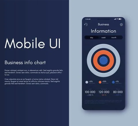 Vector graphics infographics with mobile phone. Template for creating mobile Illustrazione stock