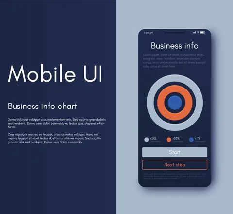 Vector graphics infographics with mobile phone. Template for creating mobile Stock Illustration