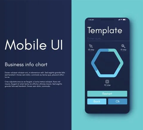 Vector graphics infographics with mobile phone. Template for creating mobile Illustrazione stock