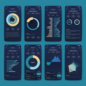 Vector graphics infographics with mobile phone. Template for creating mobile Illustrazione stock